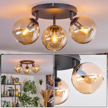 Koyoto Plafoniera, Lampada a sfera Ambrato, 3-Luci