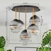 Koyoto Plafoniera, Lampada a sfera 45 cm Ottone, Nero, 5-Luci