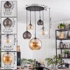Koyoto Lampadario a sospensione, Lampada a sfera, Lampada a sospensione 45 cm Ambrato, Chiaro, Grigio fumo, 5-Luci