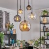 Koyoto Lampadario a sospensione, Lampada a sfera, Lampada a sospensione 45 cm Ambrato, Chiaro, Grigio fumo, 5-Luci