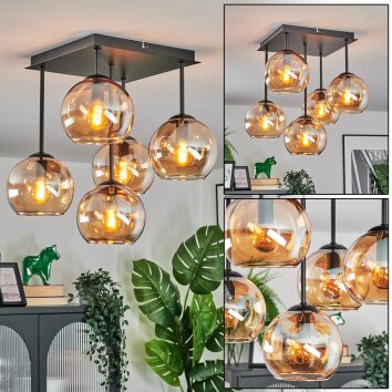 Koyoto Plafoniera, Lampada a sfera 37 cm Ambrato, 5-Luci