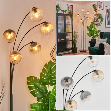 Koyoto Lampada a sfera, Lampada da terra Ambrato, Chiaro, Grigio fumo, 5-Luci