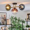 Gastor Plafoniera, Lampada a sfera Oro, Nero, 3-Luci