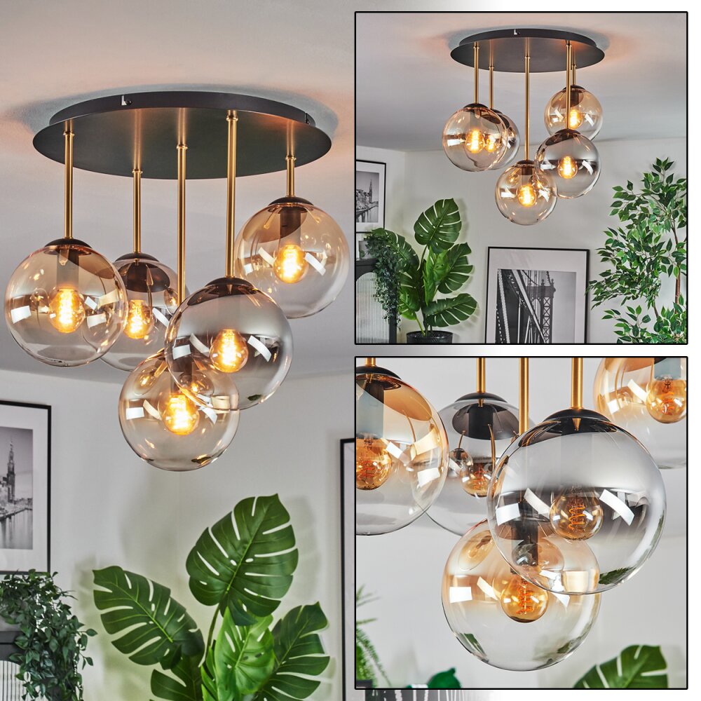 Gastor Plafoniera, Lampada a sfera Ottone, Nero, 5-Luci main product photo