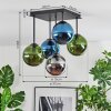Gastor Plafoniera, Lampada a sfera 37 cm Blu, Cromo, Verde, Grigio fumo, 5-Luci