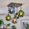 Gastor Plafoniera, Lampada a sfera 37 cm Blu, Cromo, Verde, Grigio fumo, 5-Luci
