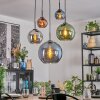 Koyoto Lampadario a sospensione, Lampada a sfera, Lampada a sospensione Blu, Cromo, Verde, Ramato, Grigio fumo, 5-Luci