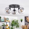 Gastor Plafoniera, Lampada a sfera 25 cm Chiaro, Grigio fumo, 3-Luci