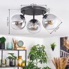Gastor Plafoniera, Lampada a sfera 25 cm Chiaro, Grigio fumo, 3-Luci