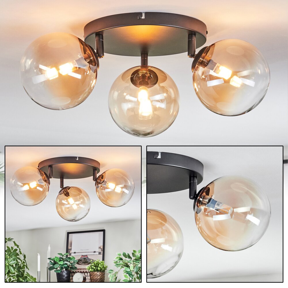 Chehalis Plafoniera, Lampada a sfera 48.5 cm Ambrato, Chiaro, 3-Luci main product photo