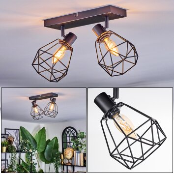 Yaak Plafoniera, Faretto da soffitto Nero, 2-Luci