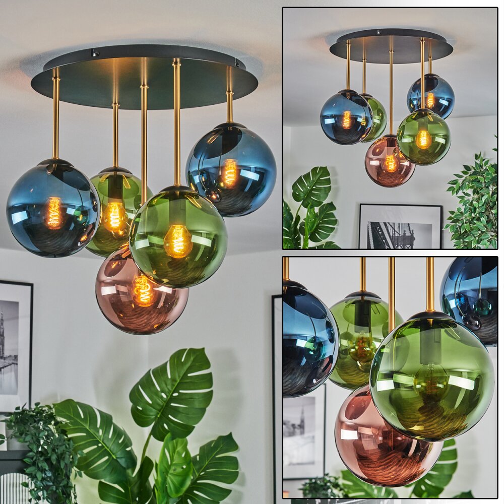 Gastor Plafoniera, Lampada a sfera 45 cm Ottone, Nero, 5-Luci main product photo