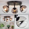Chehalis Plafoniera, Lampada a sfera 44 cm Cromo, Chiaro, Grigio fumo, 3-Luci