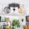 Koyoto Plafoniera, Lampada a sfera Ambrato, Chiaro, Grigio fumo, 3-Luci