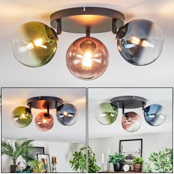 Chehalis Plafoniera, Lampada a sfera Blu, Verde, Chiaro, Ramato, 3-Luci