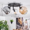 Ripoll Plafoniera, Lampada a sfera Ambrato, Chiaro, Grigio fumo, 3-Luci
