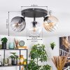 Koyoto Plafoniera, Lampada a sfera Ambrato, Chiaro, Grigio fumo, 3-Luci