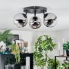 Chehalis Plafoniera, Lampada a sfera 49 cm Cromo, Chiaro, Grigio fumo, 3-Luci