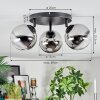 Chehalis Plafoniera, Lampada a sfera 49 cm Cromo, Chiaro, Grigio fumo, 3-Luci
