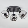 Chehalis Plafoniera, Lampada a sfera 49 cm Cromo, Chiaro, Grigio fumo, 3-Luci