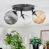 Chehalis Plafoniera, Lampada a sfera 25 cm Ambrato, Chiaro, Grigio fumo, 3-Luci