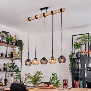 Koyoto Lampadario a sospensione, Lampada a sfera, Lampada a sospensione Écru, Nero, 5-Luci