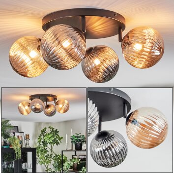 Chehalis Plafoniera, Lampada a sfera Ambrato, Grigio fumo, 4-Luci Chehalis Plafoniera, Lampada a sfera Ambrato, Grigio fumo, 4-Luci
