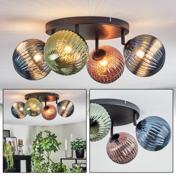 Chehalis Plafoniera, Lampada a sfera 30 cm Blu, Verde, Ramato, 4-Luci