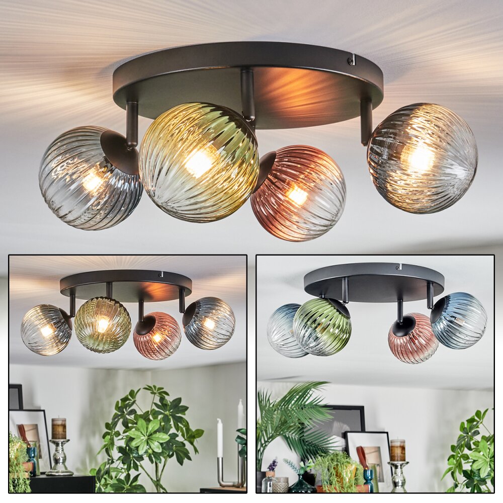 Chehalis Plafoniera, Lampada a sfera Blu, Verde, Chiaro, Ramato, 4-Luci main product photo