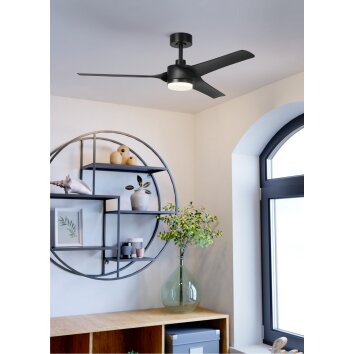 Illuminazione Eglo ORCUTT Lampada con ventilatore LED Nero, Telecomando