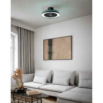 Illuminazione Eglo mit Lampada con ventilatore LED Nero, Telecomando, Cambia colore