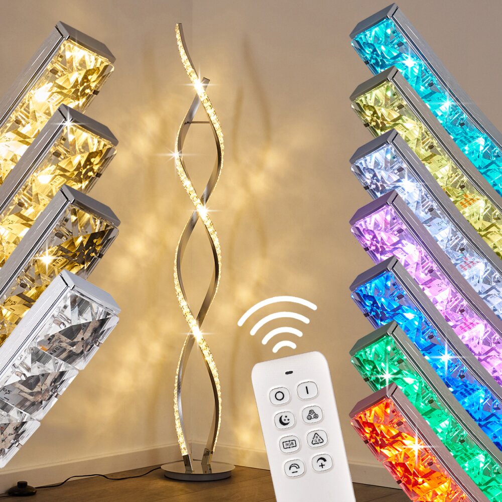 Lampada da terra Assuan LED Cromo, 1-Luce, Telecomando, Cambia colore main product photo