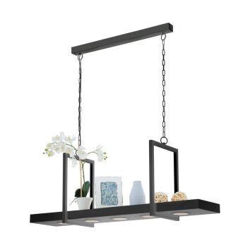Eglo CALAMONA Lampadario a sospensione LED Nero, 6-Luci, Telecomando, Cambia colore