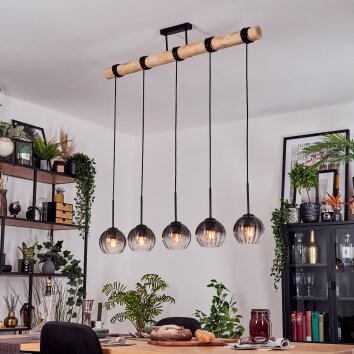 Koyoto Lampadario a sospensione, Lampada a sfera, Lampada a sospensione Écru, Nero, 5-Luci
