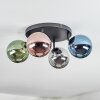 Chehalis Plafoniera, Lampada a sfera Blu, Cromo, Verde, Ramato, Grigio fumo, 4-Luci