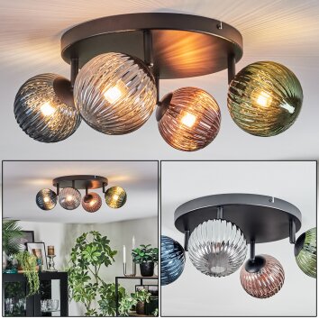Chehalis Plafoniera, Lampada a sfera Blu, Verde, Ramato, Grigio fumo, 4-Luci