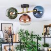 Koyoto Plafoniera, Lampada a sfera Oro, Nero, 3-Luci