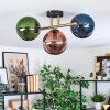 Gastor Plafoniera, Lampada a sfera Oro, Nero, 3-Luci