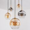 Koyoto Lampadario a sospensione, Lampada a sfera, Lampada a sospensione Oro, Nero, 5-Luci
