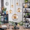 Koyoto Lampadario a sospensione, Lampada a sfera, Lampada a sospensione Oro, Nero, 5-Luci