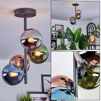 Chehalis Plafoniera, Lampada a sfera 27 cm Blu, Cromo, Verde, Ramato, Grigio fumo, 4-Luci Chehalis Plafoniera, Lampada a sfera 27 cm Blu, Cromo, Verde, Ramato, Grigio fumo, 4-Luci