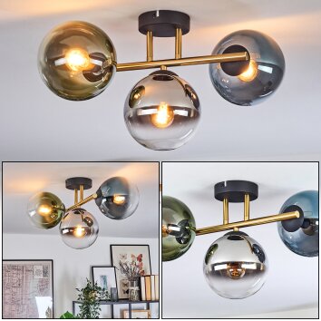 Gastor Plafoniera, Lampada a sfera Oro, Nero, 3-Luci Gastor Plafoniera, Lampada a sfera Oro, Nero, 3-Luci