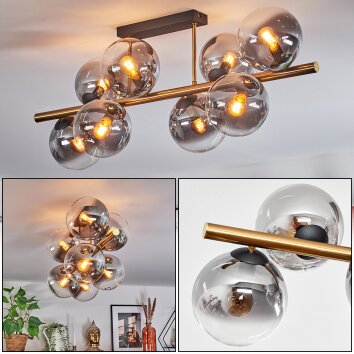 Gastor Plafoniera, Lampada a sfera Oro, Nero, 8-Luci