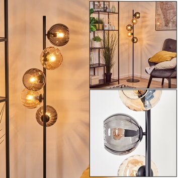 Koyoto Lampada a sfera, Lampada da terra Ambrato, Grigio fumo, 5-Luci