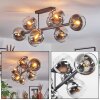 Koyoto Plafoniera, Lampada a sfera Cromo, Chiaro, Grigio fumo, 8-Luci