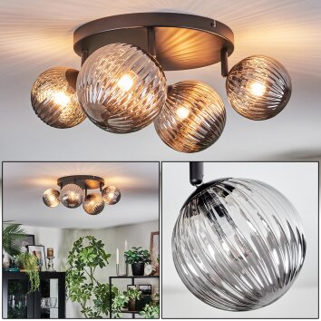 Chehalis Plafoniera, Lampada a sfera Grigio fumo, 4-Luci