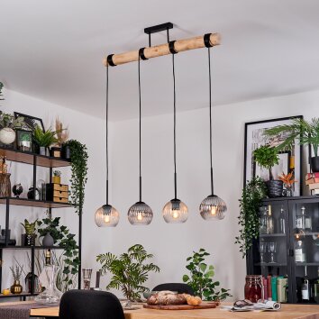 Koyoto Lampadario a sospensione, Lampada a sfera, Lampada a sospensione Écru, Nero, 4-Luci