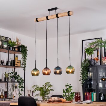 Koyoto Lampadario a sospensione, Lampada a sfera, Lampada a sospensione Écru, Nero, 4-Luci