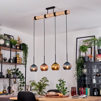 Koyoto Lampadario a sospensione, Lampada a sfera, Lampada a sospensione Écru, Nero, 4-Luci
