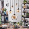 Koyoto Lampadario a sospensione, Lampada a sfera, Lampada a sospensione 45 cm Ambrato, Chiaro, 5-Luci